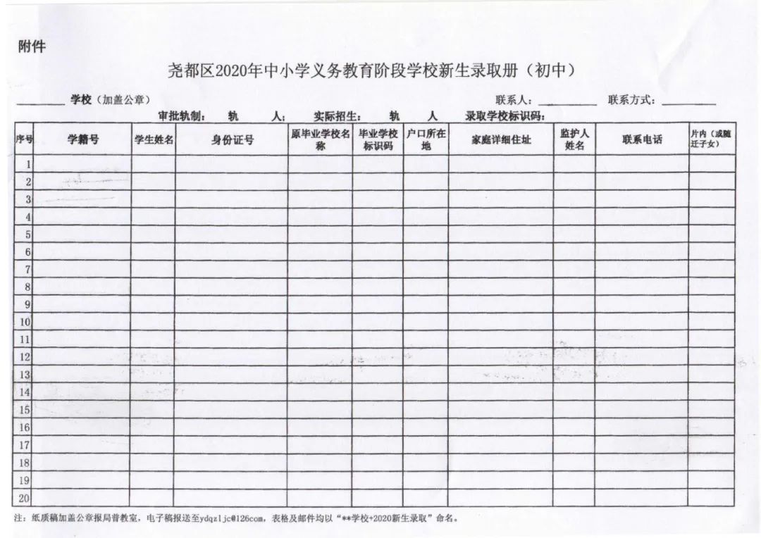 尧都区2020年义务教育阶段学校招生工作方案